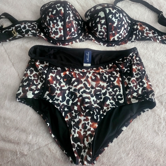 Swimsuits For All Other - PIN UP STYLE LEOPARD PRINT HIGH WAISTED BIKINI BATHING SUIT
